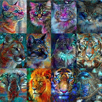 DIY Diamond Maľby Zvierat, Mačka, Tiger Diamond Cross Stitch Auta Výšivky Nové Umenie Obrázok Kamienky Mozaiky Plavidlá Domova