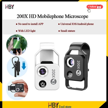 APEXE 200 X HD Zväčšenie Mikroskopu Objektív Prenosné Micro Digitálne Mobilephone Lupa s LED Svetlom pre Všetky Smartphony