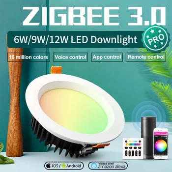 Zigbee Smart IP44 LED Stropné Bodové Svetlo Zapustené LED Downlight 6W 9W 12W Pre Spálne, Obývacia Izba Kuchyňa Chodba