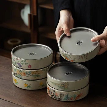 Keramické vody, čaju zásobník kung fu čaj nastaviť kryt dvojitého kovov cín hrniec suchý čaj stôl zmluvne domácnosti čínsky čaj zásobník