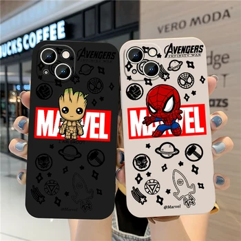 Marvel Avengers Hrdina Logo Telefón puzdro Pre Apple iPhone 14 13 12 mini 11 Pro Max 8 7 Plus Kvapaliny Vľavo Lano Funda Zadný Kryt