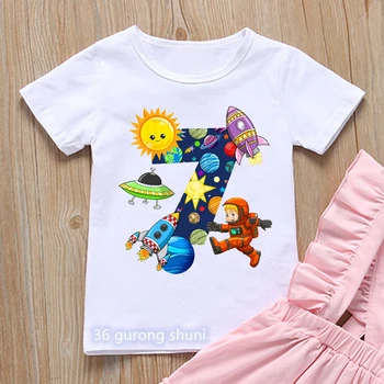 Vtipné Chlapci T-Shirts Astronaut Grafické Tlače 7 Ročný Dar Narodeniny Kostým Lete Batole Detské Tričko Roztomilé Dievčatá T Košele, Topy