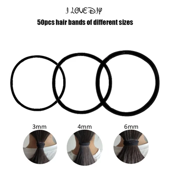 Hairbands 50pcs Elastické Základné Vlasy Väzby Dievčatá, Ženy, gumičky Laná Hairband Cope, Držiak na Vlasy Tenké, Hrubé 3 mm 4 mm 6 mm