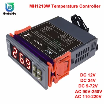 Digitálny Termostat MH1210W AC 110-220V DC 12V 24V 10A regulátor teploty prepínač temp meter Thermoregulator pre inkubátor box