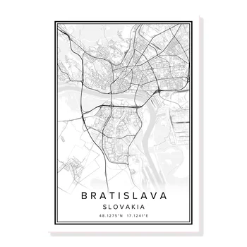 BRATISLAVA Slovenska mape vytlačiť plagát plátno na stenu umenie