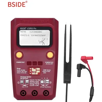 BSIDE Digitálne Tranzistor ESR02 PRO Tester SMD Súčiastky Dióda Triode Rezistor, Kondenzátor Cievky Meter Multimeter s Kliešte