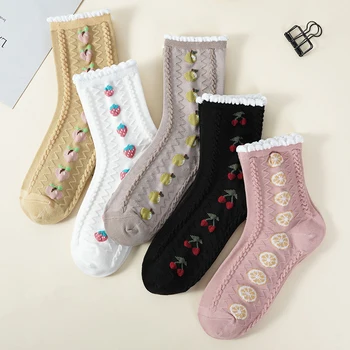 Ženy Kawaii Roztomilý Naberaný Prehrabať Ponožky Bavlna Japonskej Módy Ponožky Kawaii Tlač Funny Girl Ponožky Módne Skateboard Žena Ponožky