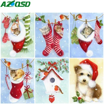 AZQSD Diamond Maľovanie Vianočných Mačka Cross Stitch Vyšívanie Diamond Výšivky Víťaz Zvierat Mozaiky 5D detská Izba Decor