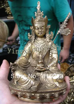 krásne Padmasambhava Tibetský Budhizmus Budhu bronz Oblation Modlite sa socha 15 cm