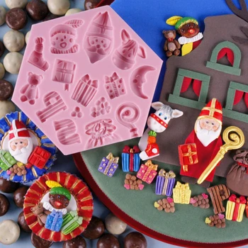 Nové Kreslené Silikónové Fondant Formy Britský Štýl Svätého Mikuláša Sladkosti Čokoláda Plesne Dieťa Strany Cupcake Cake Zdobenie Nástroj