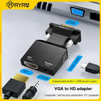 RYRA VGA Na kompatibilný s HDMI Adaptér Converter, 1080P HDMI VGA Pre PC, Notebook Na HDTV, Projektor, Video, Audio Prevodník