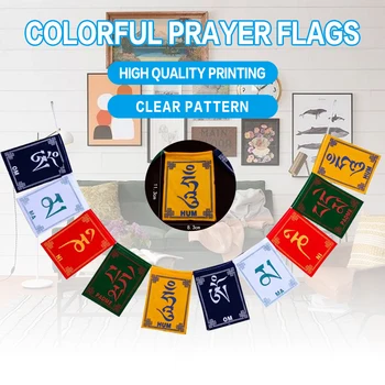 10pcs 90 cm Mini Farebné Modlitebné Vlajky Budhistické Ceremónie Tibetskej Znaky Vysokú Kvalitu Tlače, Jasné Vzor