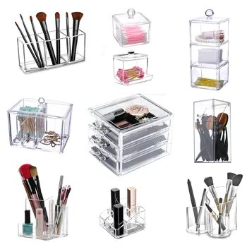 Akryl Organizátor Transparentné Úložný Box pre Šperky Kancelárske potreby, Kozmetika Kefa Ploche Držiteľ make-up Kontajnerov