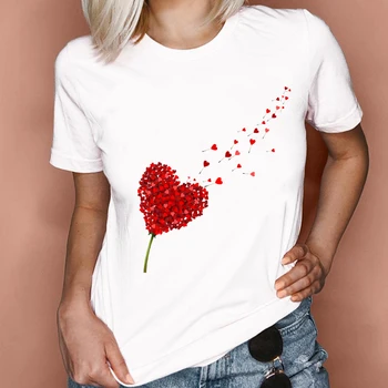 Ženy Krásne 2021 Trend, Štýl Módne Roztomilé Sladké Módne Láska Valentine Lady Šaty, Topy Tees Tlač Sladké Tričko T-Shirt