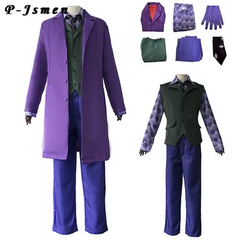 P-Jsmen Film Joker Heath Ledger Cosplay Kostým Rytier Kabát Tričko, Vesta Celý Oblek Pre Dospelých Oblečenie, Halloween Výkon Oblečenie