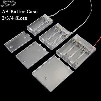 JCD 1PCS Transparentné Skladovanie Batérií Prípade Box 2 3 4 Sloty AA Batérie, Držiak na Okno Prípade S Č/OFF Tlačidlo Prepnúť &Drôt Viesť