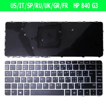 TO/GR/US/UK/SP/FR/RU Klávesnica Pre HP EliteBook 840 G3 Strieborný RÁM ČIERNY Win8 Prenosného Notebooku, Klávesnice