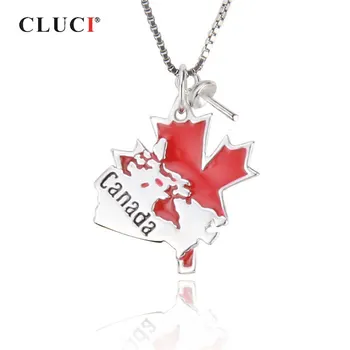 CLUCI 925 Sterling Silver Červený Javorový List Prívesok pre Kanadu Národný Deň Žien pravého Striebra 925 Prívesok Charms Šperky SP298SB