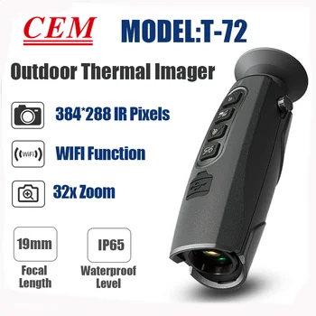 CEM, T-72 Monokulárne Vonkajšie Termálne Imager Nočné Videnie pre Lov 50Hz IP65 Infračervené Tepelné Zobrazovacie Kamery s Obrazovke WIFI