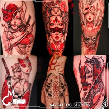 12*19 cm Nového 6Pcs/set Tetovanie Nálepky Japonský Ukiyo-e Geisha Ninja Dizajn Ramena Nepremokavé Tetovanie Samolepky pre Mužov a Ženy