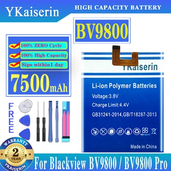 YKaiserin pre Blackview BV9800 Pro BV9800Pro Batéria BV 9800 7500mAh Batérie + Bezplatné Nástroje