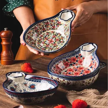 Knedľa tanier keramický riad rozdelené mriežka, tanier tanier omáčkou a ocot raňajky zásuvka na ovocie pre domácnosť riad