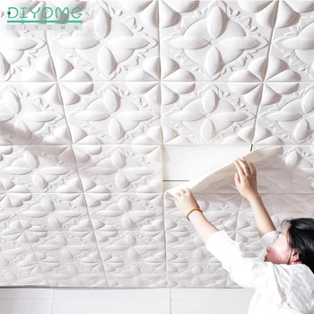 Biela Petal 3D Stenové Panely Olúpeme a Nalepiť Tapetu pre Obývacia Izba, Spálňa Pozadí samolepiace Stereo Dekorácie