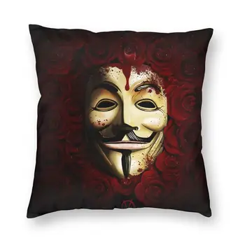 V For Vendetta Anonimus Guy Fawkes Hodiť Vankúš Domov Dekoratívne Slamený Klobúk Vankúš 40x40cm Pillowcover pre Obývacia Izba