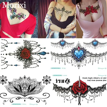 1PC veľké dočasné tetovanie nálepky 24*13.8 cm full kvetina náhrdelník reťazca zvierat Vody Prenos tele falošné tetovanie RA021