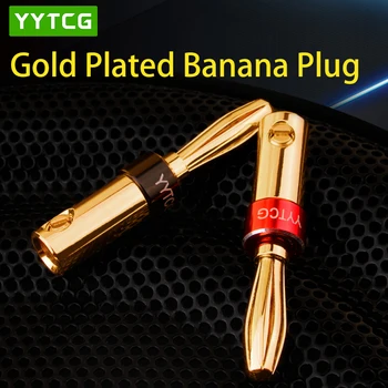 YYTCG 4pcs Banán Konektor 4 mm Reproduktor banán zástrčky 24K Medi gold plated 4 mm zdierka zápas s 4 mm stĺpika