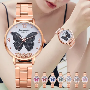 Nové dámske motýľ vzor ocele kapela sledovanie kórejských študentov príležitostné celý zápas quartz hodinky