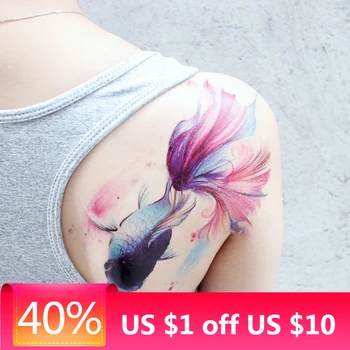 Nepremokavé Dočasné Tetovanie Veľký Kvet Arm Tattoo Farebné Rybky Romantický Sexy Ženy Móda Stehna Body Art Nálepky Veľkoobchod