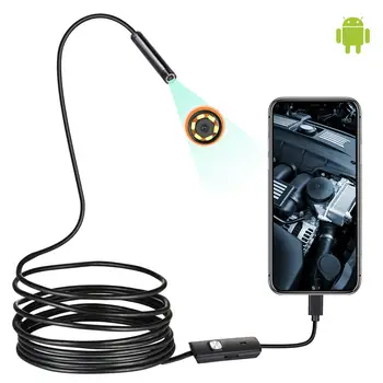Mini Endoskopu Fotoaparát Vodotesný Endoskopu Nastaviteľné Kábel 6 LED 7mm Android Typ-C, USB Auto Inšpekcie Fotoaparát Rúra Inšpekcia