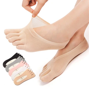 Ženy Päť Prsty na nohách Ponožky Breathable Velvet Ultratenké Päť prstov Neviditeľné protišmykových valivé Loď Ponožky Ponožky Letné