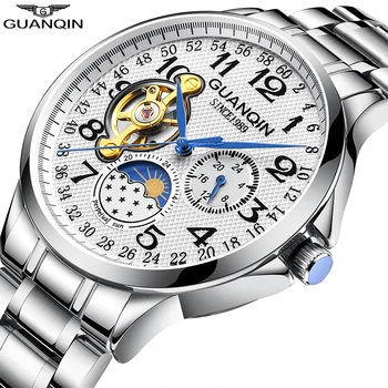 Sledujte Muži 2022 GUANQIN GJ16212 Náramkové hodinky Pánske Fázy Mesiaca Automatické Hodinky Top Značky Kostra, Mechanické Náramkové Hodinky Fix Nástroj
