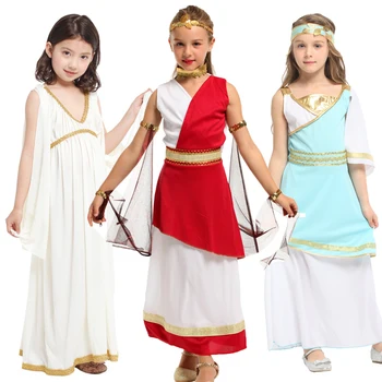 Umorden Deti Dieťaťa Starovekej Gréckej Bohyne Kostým Athena Cosplay Dievčatá Roman Gréckej No Toga Šaty Purim Halloween Týždeň Knihy Strany
