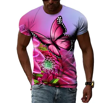 Letné Módy Hmyzu Butterfly grafika tričká Pre Mužov Bežné 3D Tlač Tee Harajuku Osobnosti Okrúhlym Výstrihom, Krátky Rukáv Top