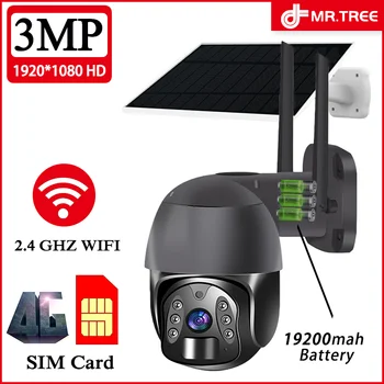 3MP 1080P HD Vonkajšie Slnečné CCTV Kamery 4G LTE FDD GSM SIM Karty/WIFI PTZ Bezpečnostné IP Kamera vstavaný Nabíjateľná Batéria Tuya