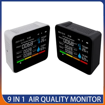 9 v 1 Kvalita Ovzdušia Monitor CO2 Meter APP BT Oxidu Uhličitého Detektor TVOC HCHO PM2.5 PM1.0 PM10 Teplota Vlhkosť CO2 Senzor