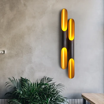 Moderné Hliníkové Bambusu Trubice tvaru Steny Svetlo Až 2 LED svetlá, Tvorivá Obývacej izby, Spálne Dekorácie čierne zlato