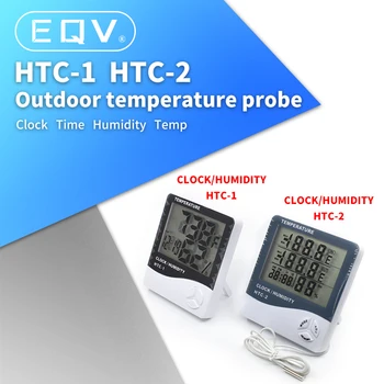 LCD displej, Elektronické Digitálne Teplota Vlhkosť vzduchu Meter Krytý Vonkajší Teplomer Vlhkomer Meteo Stanica Hodiny HTC-1 HTC-2