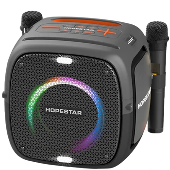 HOPESTAR Prenosných Bezdrôtových Bluetooth Reproduktor 80W Vysoký Výkon Dual Stereo Mikrofón Outdoor Domáce Karaoke Subwoofer RGB Svetlo