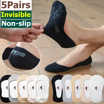 5Pairs Bavlnené Ponožky Letné Candy Farby Neviditeľné Non-slip Loď Ponožky Neviditeľné Low Cut Členok Ponožky Ženy Papuče Tenké Ponožky