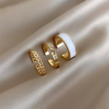 ORZTOON Módne Luxusné Otvorte Nastaviteľné Prst Prsteň Pre Ženy Jednoduché Osobnosti 3ks Krúžky Svadobný Dar Trendy, Ženské Šperky