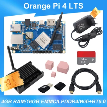 Orange Pi 4 LTS 4 gb RAM 16 GB EMMC LPDDR4 RK3399 Wifi+BT5.0 Gigabit Ethernet Kovové Veci Moc Spustiť Android Ubuntu, Debian OS OPI 4