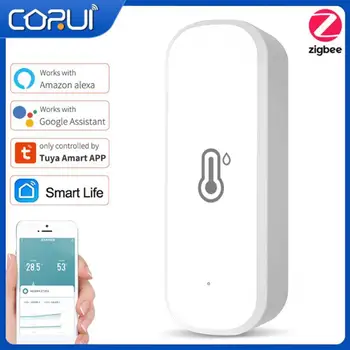 CORUI Tuya/ZigBee Smart Teplota A Vlhkosť, Senzor Sensore Farebná Smart Home Security Pracovať S Alexa Domovská stránka Google