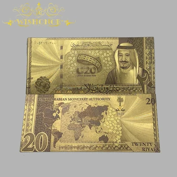 10pcs/veľa Pekné G20 Saudská Arábia Bankovka 20 Riyal Zlato, Bankovky v 24k Zlatom Na Zber