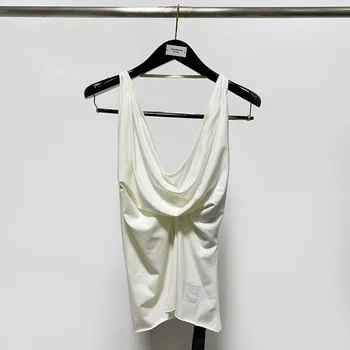 2022s Lete Žien Camis RO Owens Traf Bavlna Backless Oblečenie High Street Pevné Ženy Tričko Streetwear Žena Oblečenie