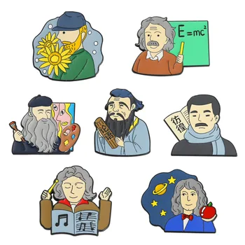 Karikatúry celebrity avatar pin Retro charakter umenia brošňa Slnečnice tvar príslušenstvo veľkoobchod Batoh dekorácie kovové odznak