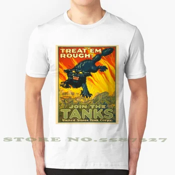 Vstúpiť Do Nádrže Zboru ~ Vojny Nábor Plagát ~ Black Cat Armády Tank ~ 0592 Módne Retro Tričko T Košele Svetovej Vojny, Propagandy